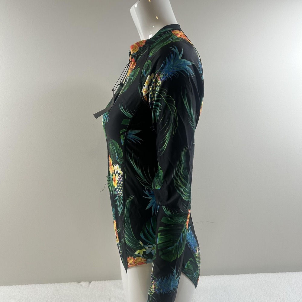Daci Rash Guard Swimsuit Womens Medium Tropical Floral One Piece Long Sleeve - Picture 2 of 10